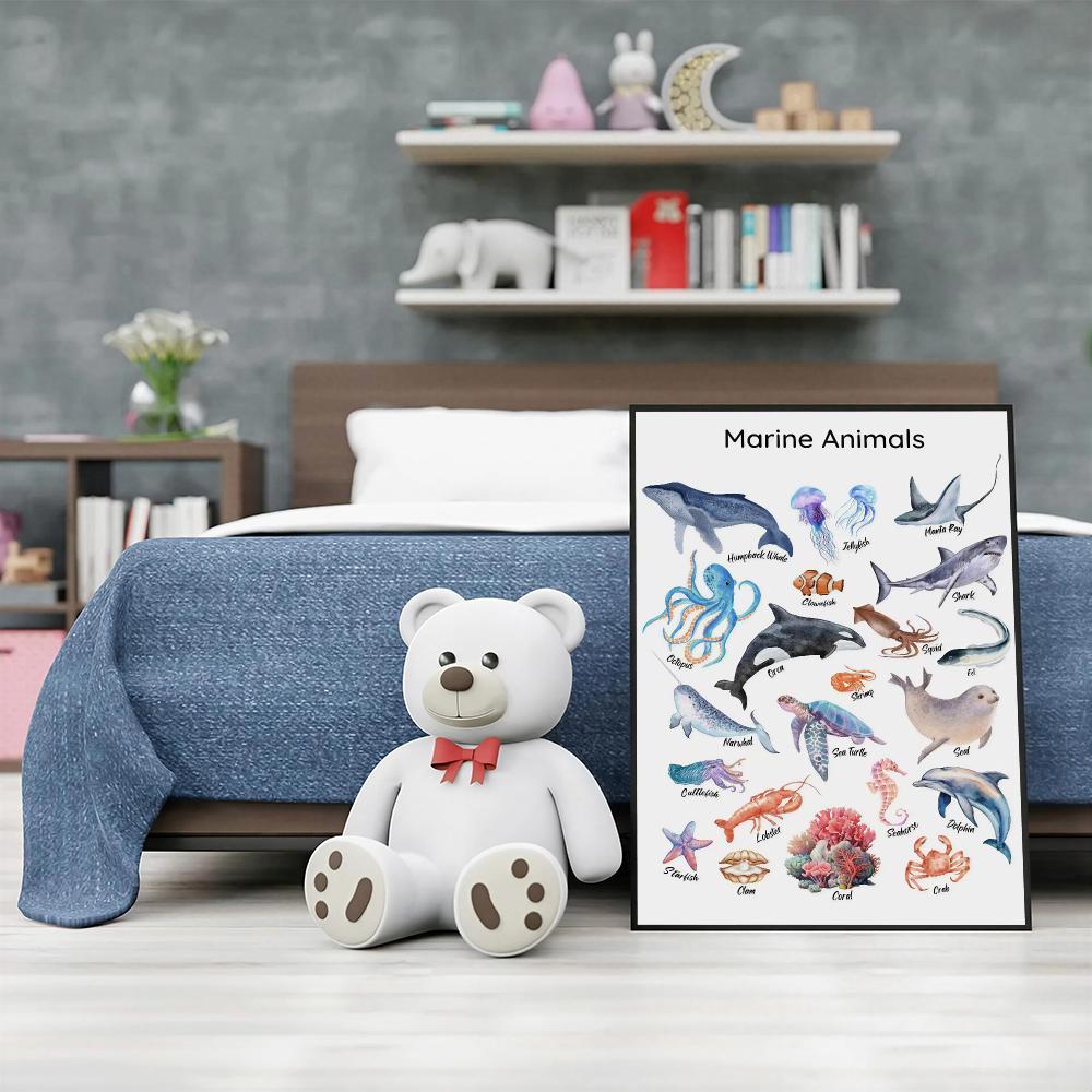 Poster Seni Dinding HD Hewan E - Kids Education Wallpaper ulasan dan harga